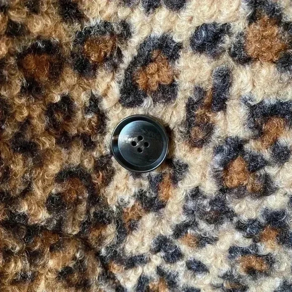 Bernardo Leopard Print Faux Fur Coat Teddy Jacket Oversized Pea Coat Womens - Picture 4 of 10